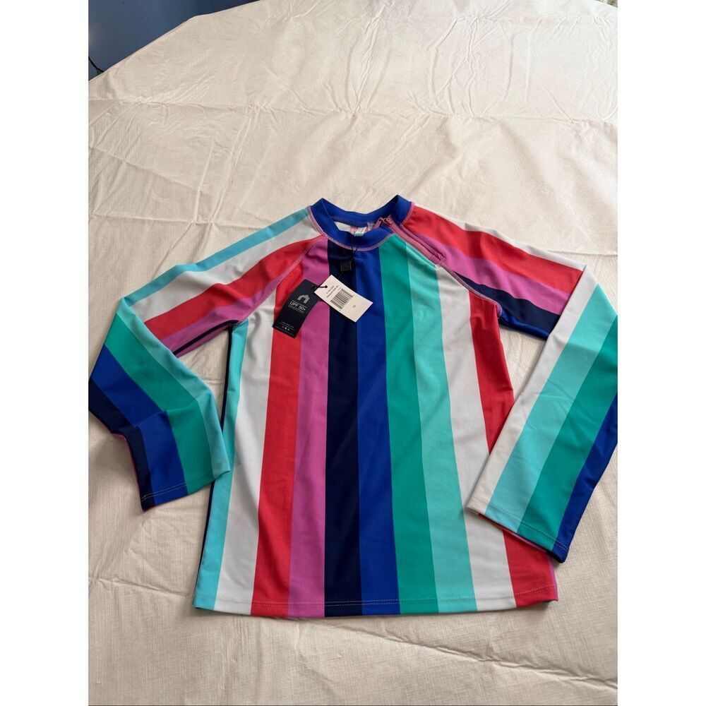 NWT Cabana Life Stripe Rash Guard UPF 50+ Girls Size 10 New